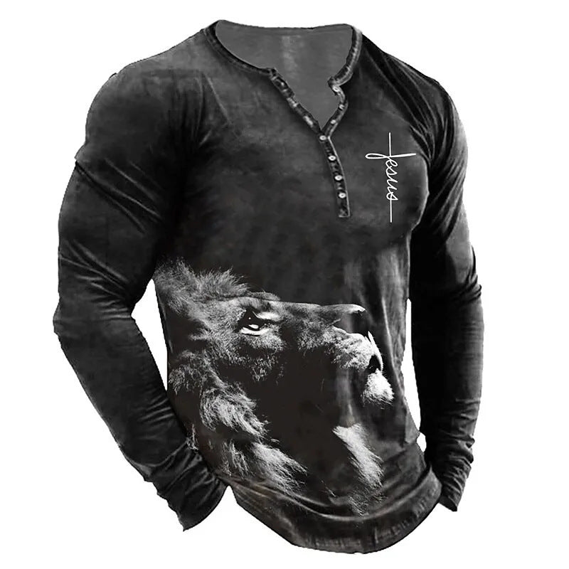(New) Men's Digital Print Casual Long Sleeve