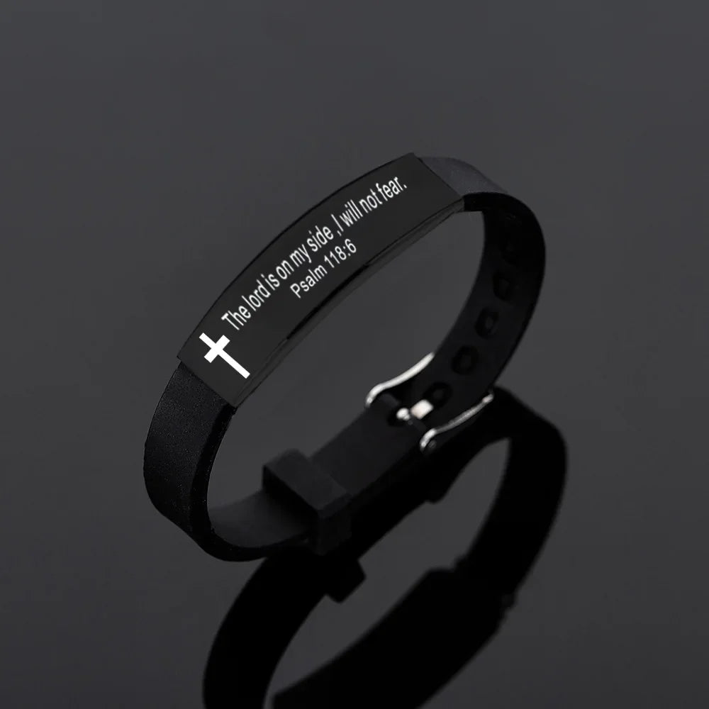 Men's Black Cross & Verse - Bracelets
