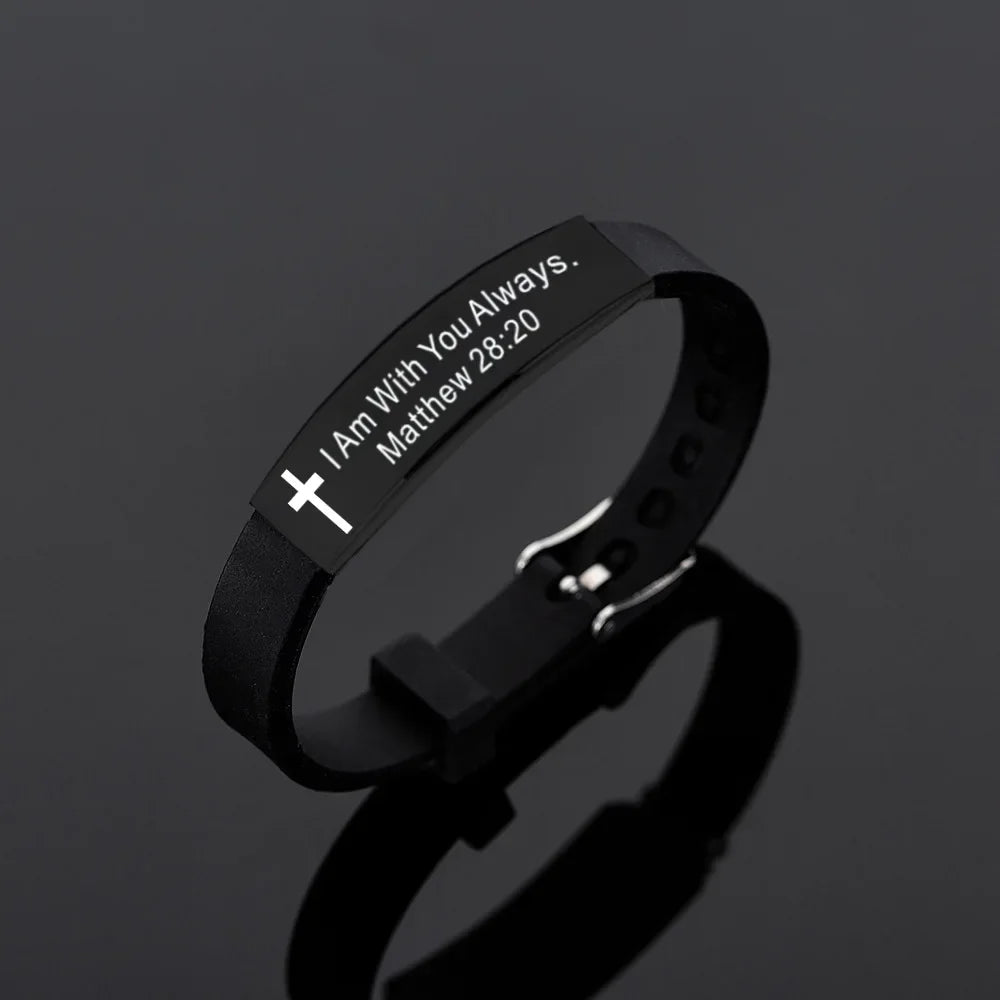 Men's Black Cross & Verse - Bracelets