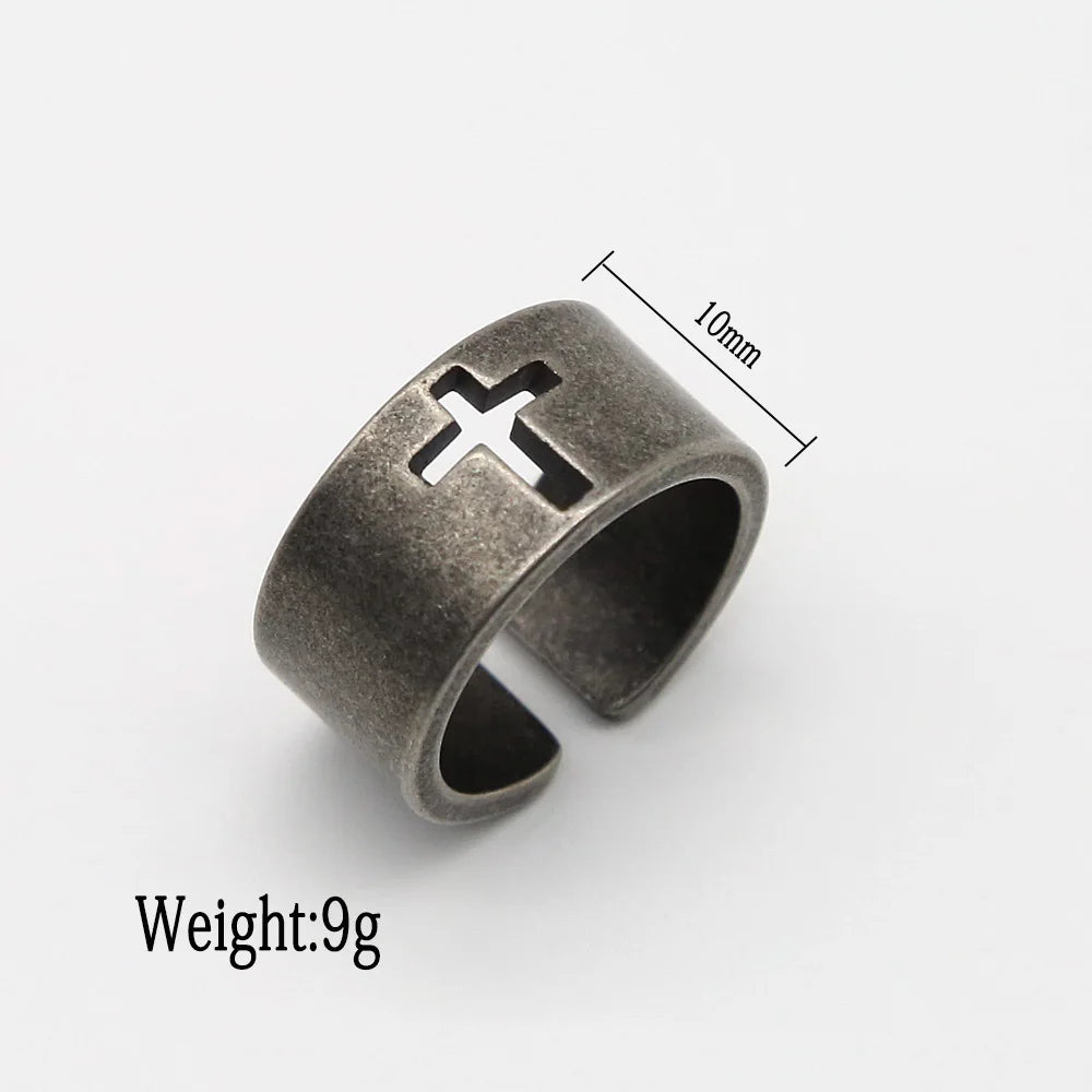 Vintage Stainless Steel Cross - Ring