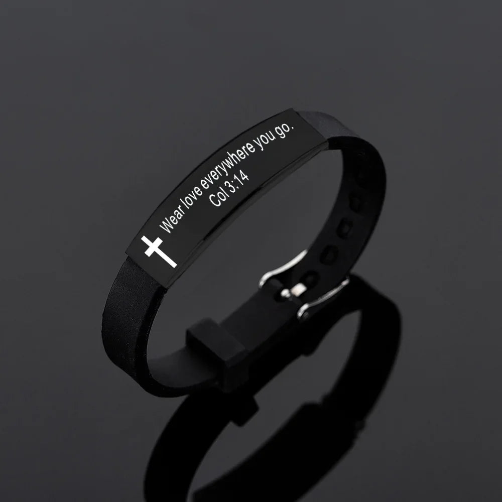 Men's Black Cross & Verse - Bracelets