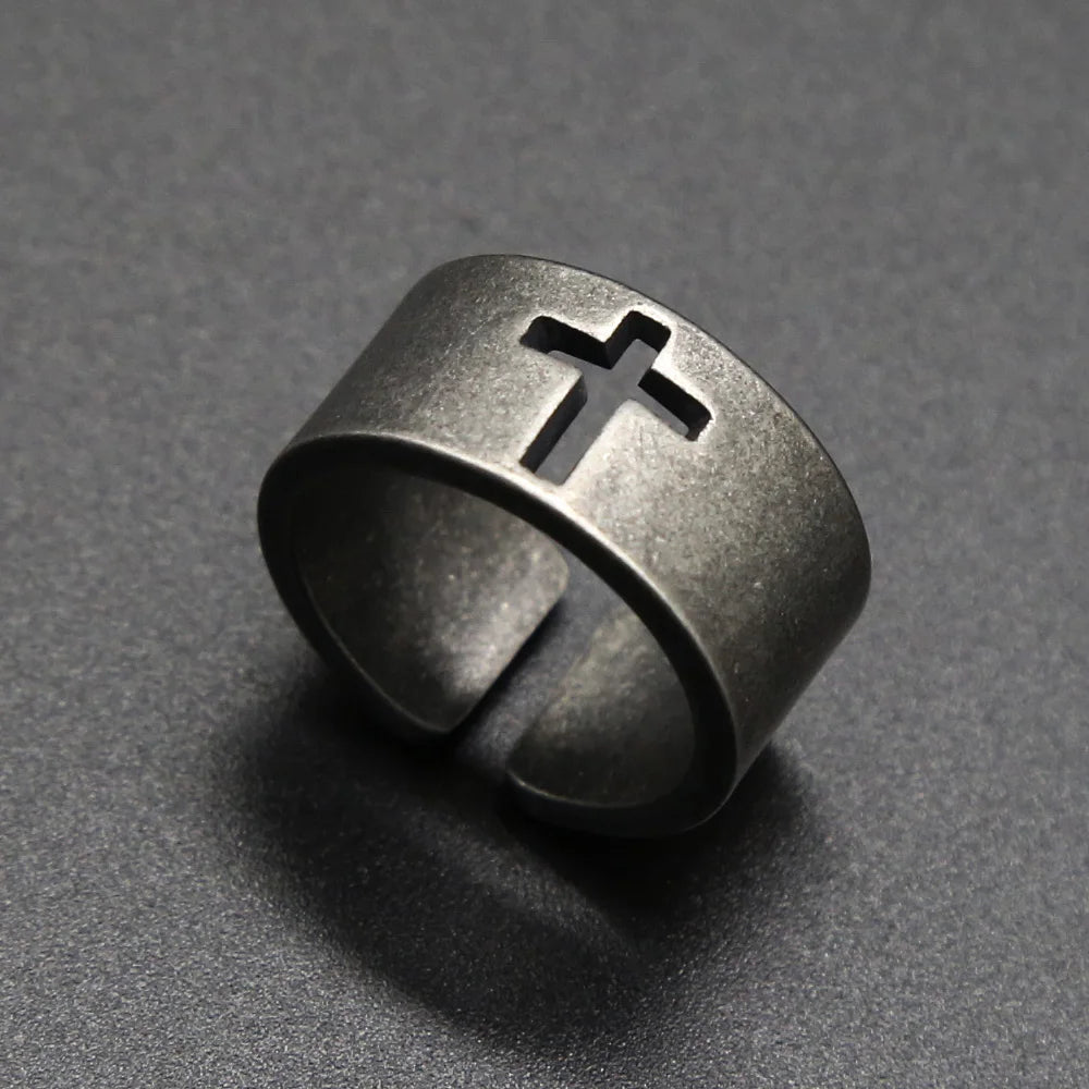 Vintage Stainless Steel Cross - Ring