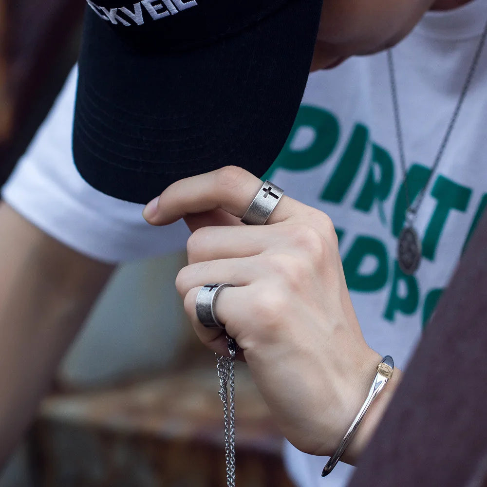 Vintage Stainless Steel Cross - Ring