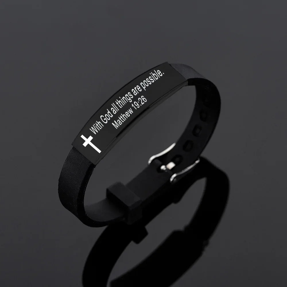 Men's Black Cross & Verse - Bracelets
