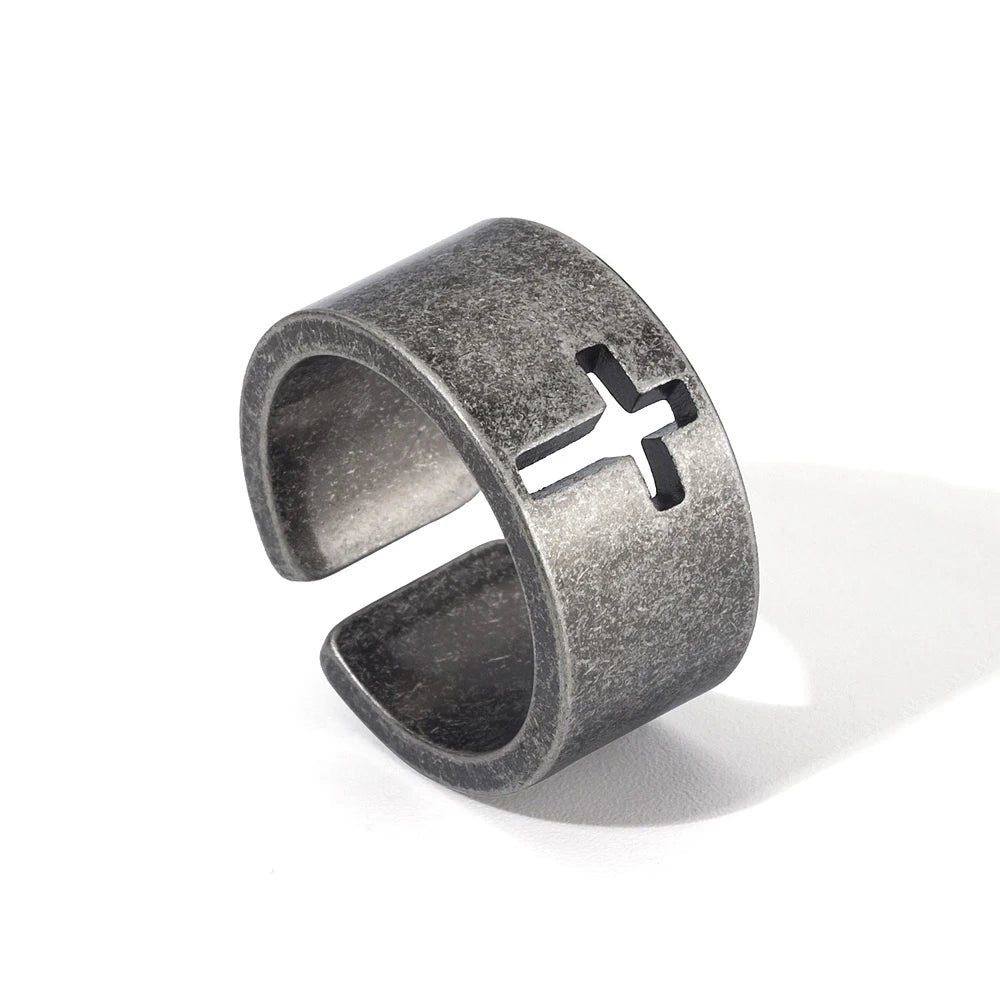 Vintage Stainless Steel Cross - Ring