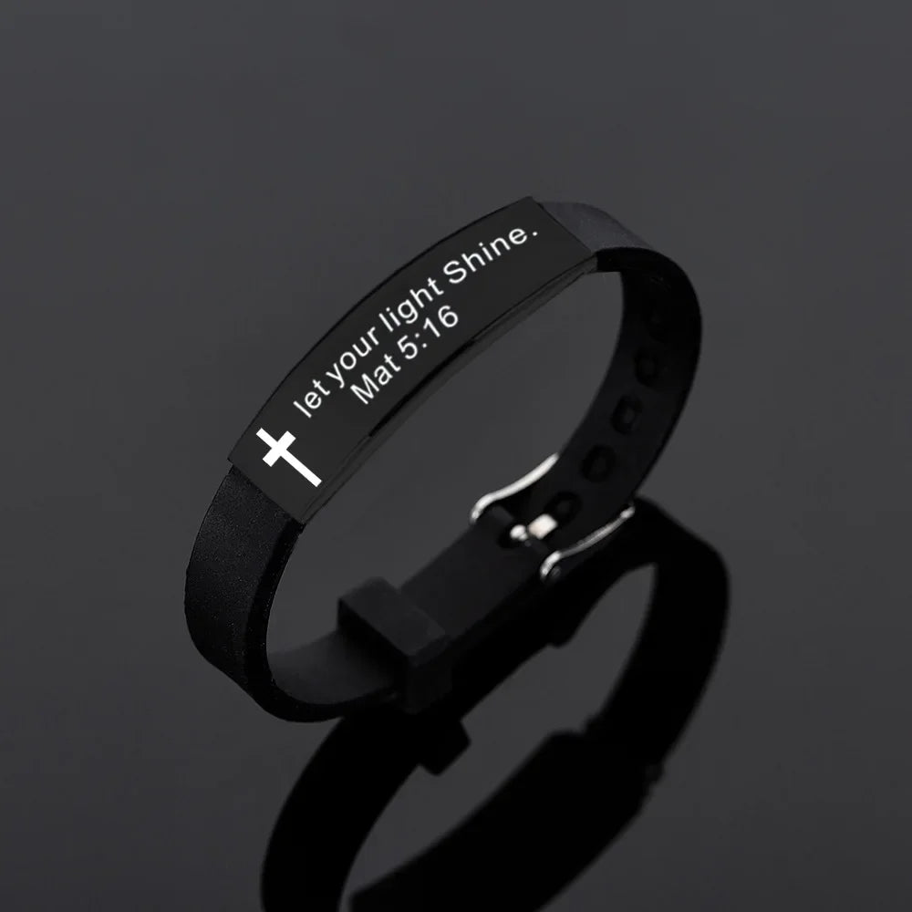 Men's Black Cross & Verse - Bracelets