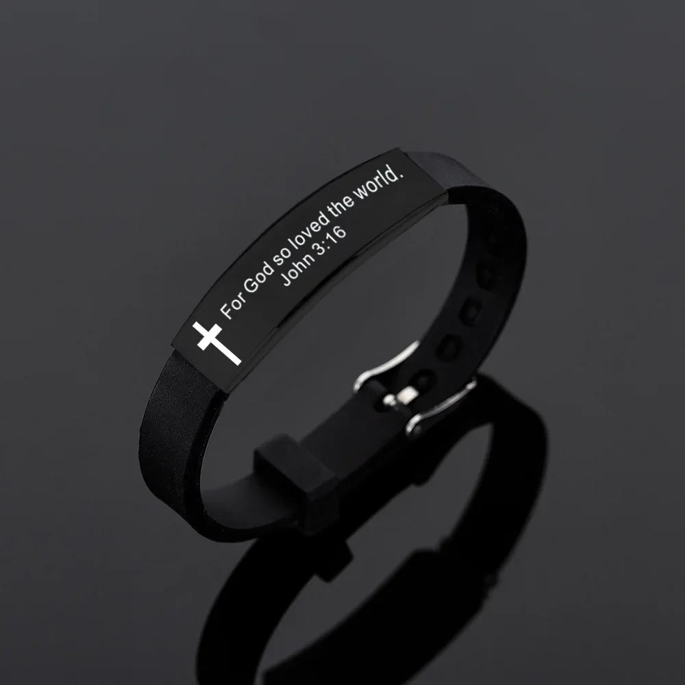 Men's Black Cross & Verse - Bracelets