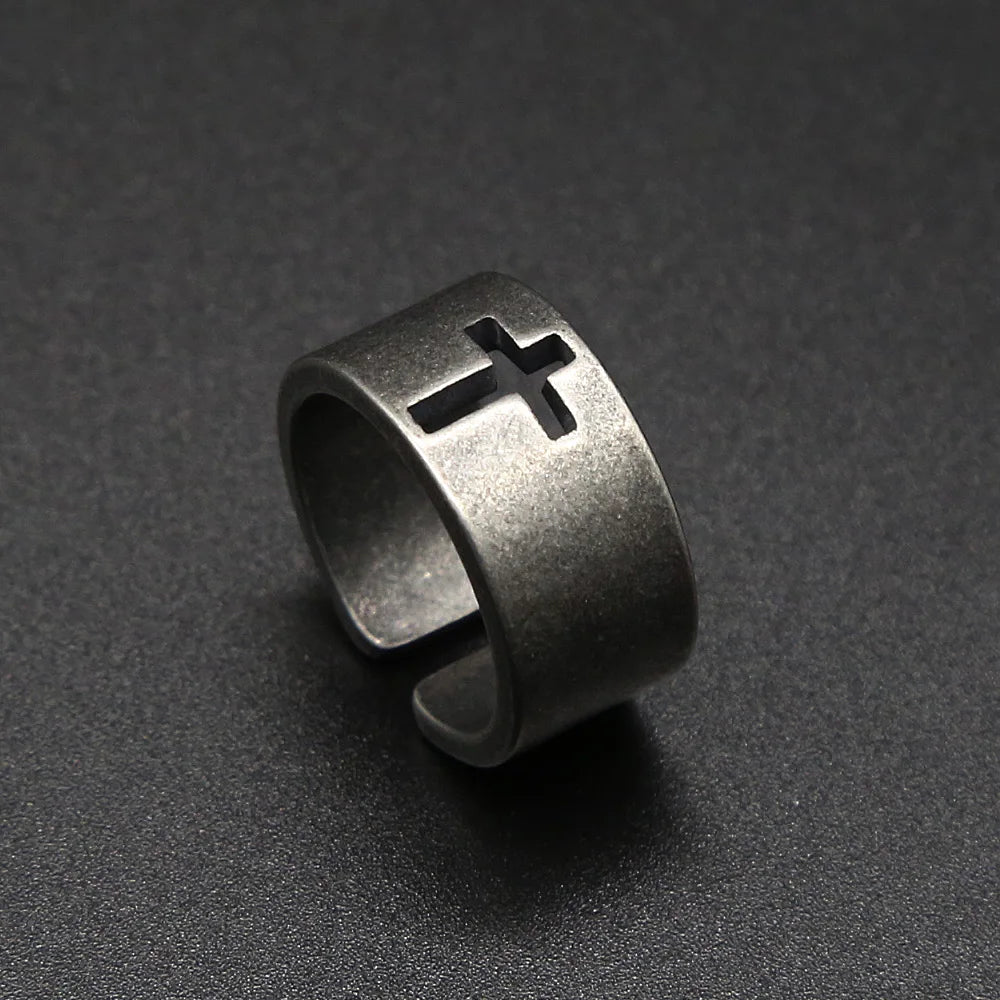 Vintage Stainless Steel Cross - Ring