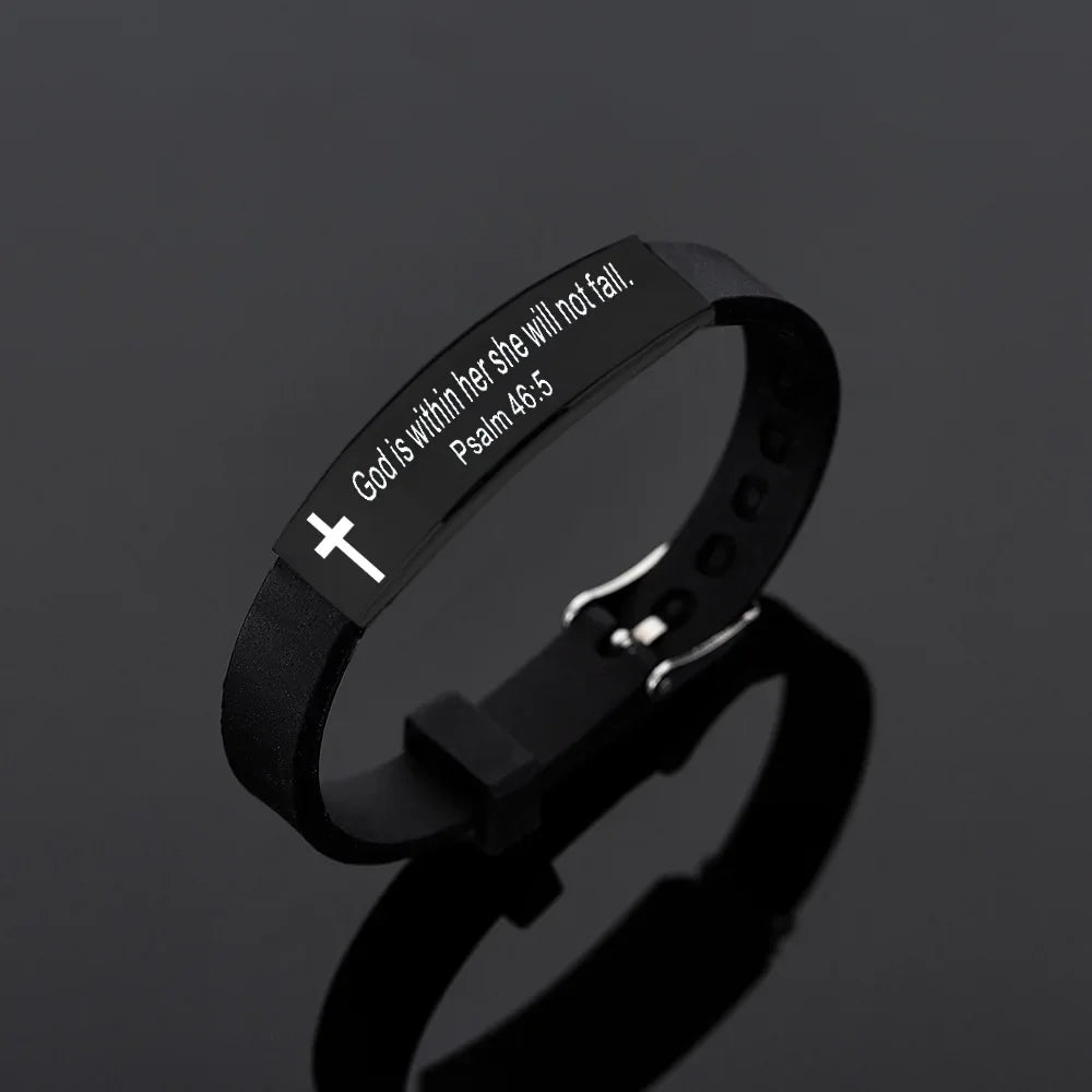 Men's Black Cross & Verse - Bracelets
