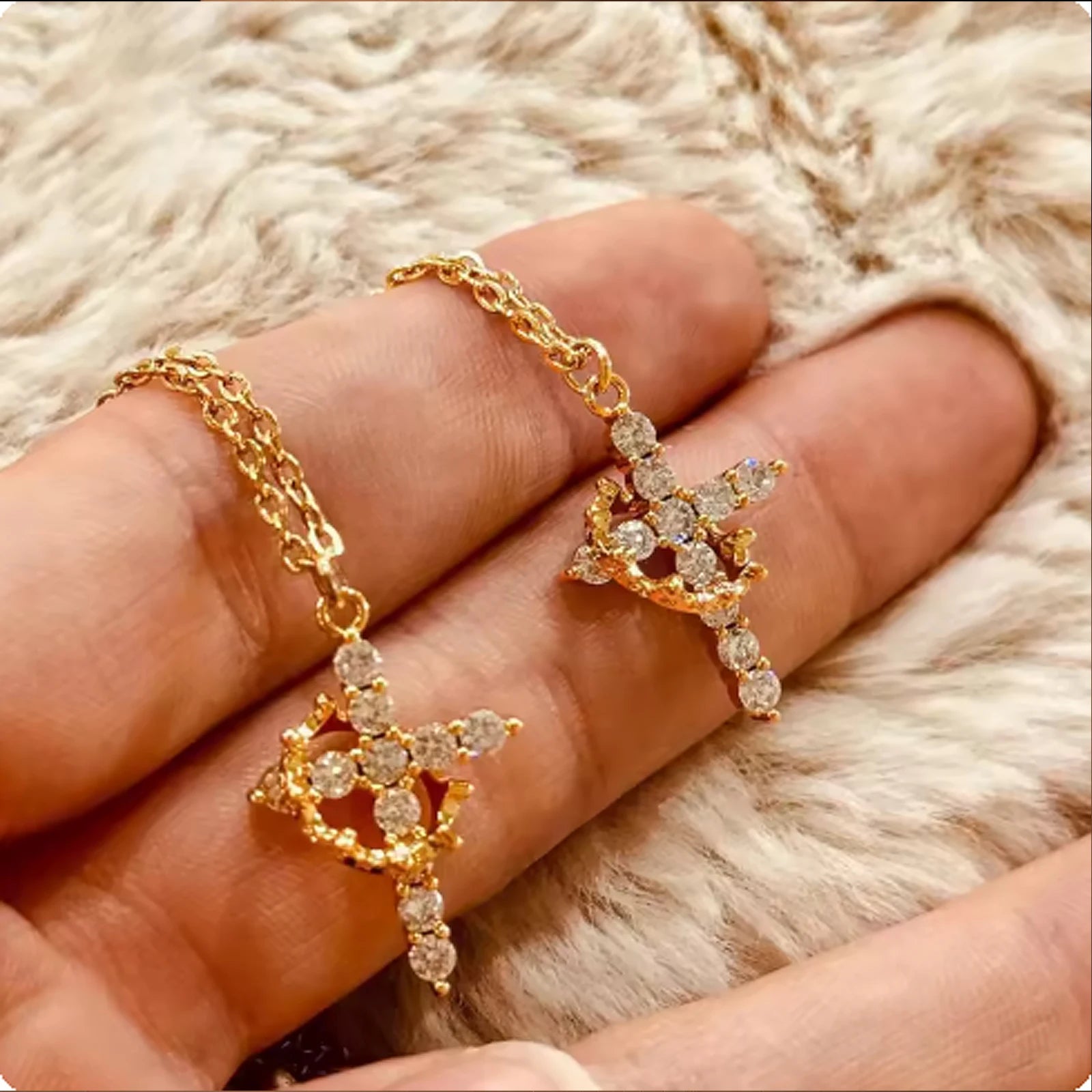 Rotating Crown Cross Necklace