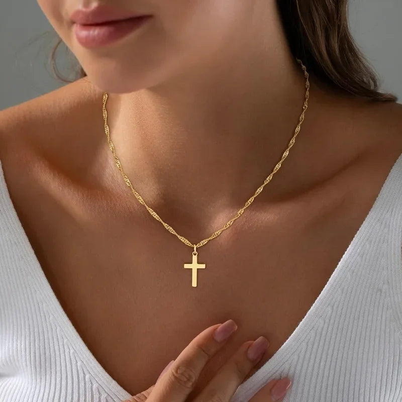 Gold-Plated Cross Necklace