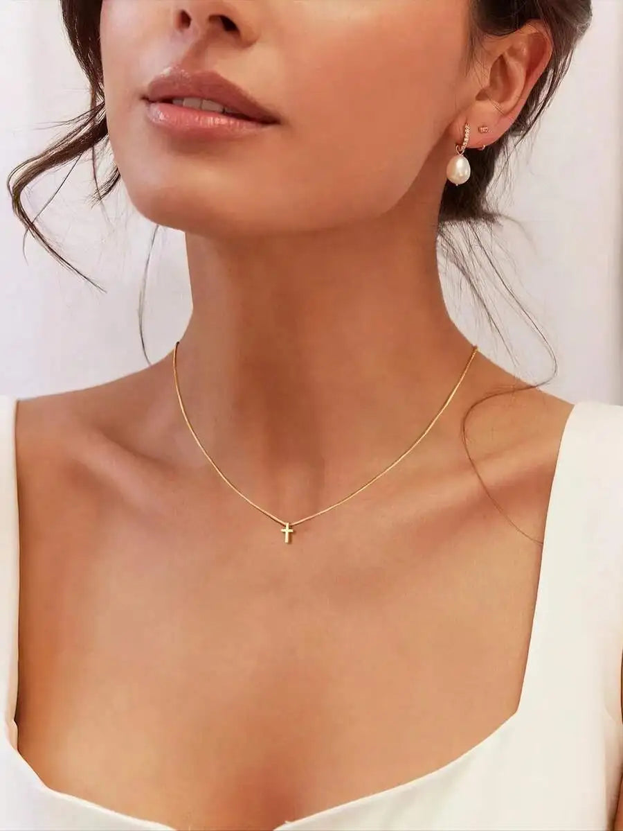 Delicate Gold Cross Necklace
