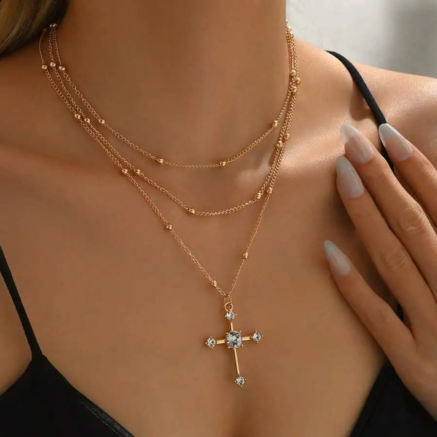 Layered Cross Necklace