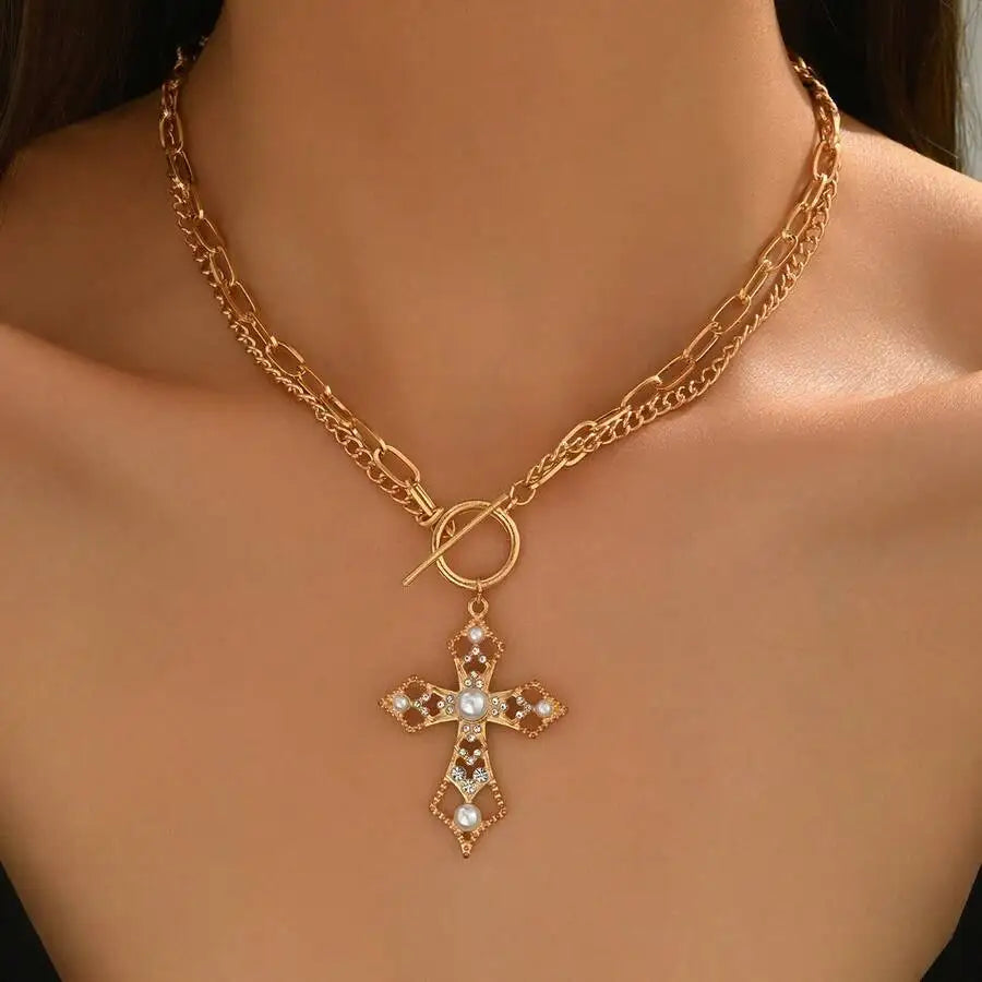 Layered Cross Necklace
