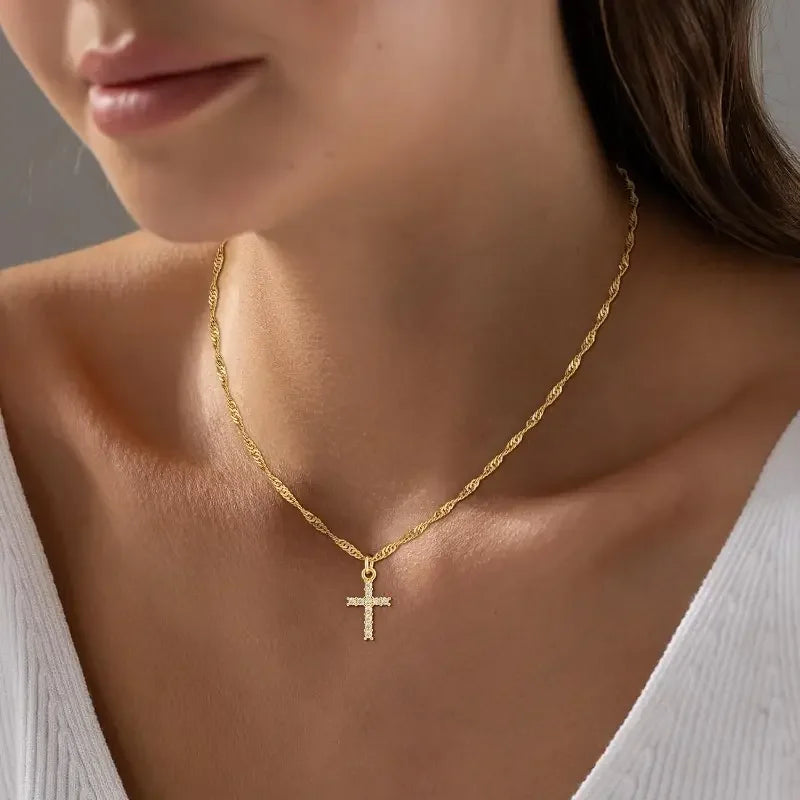 Gold-Plated Cross Necklace