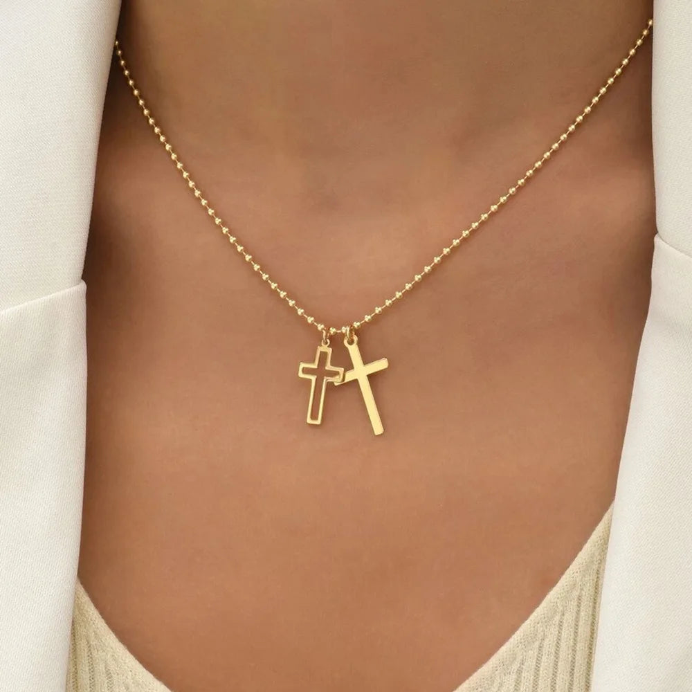 Double Cross Necklace