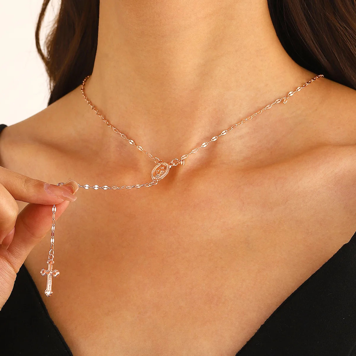 Rosary Cross Necklace